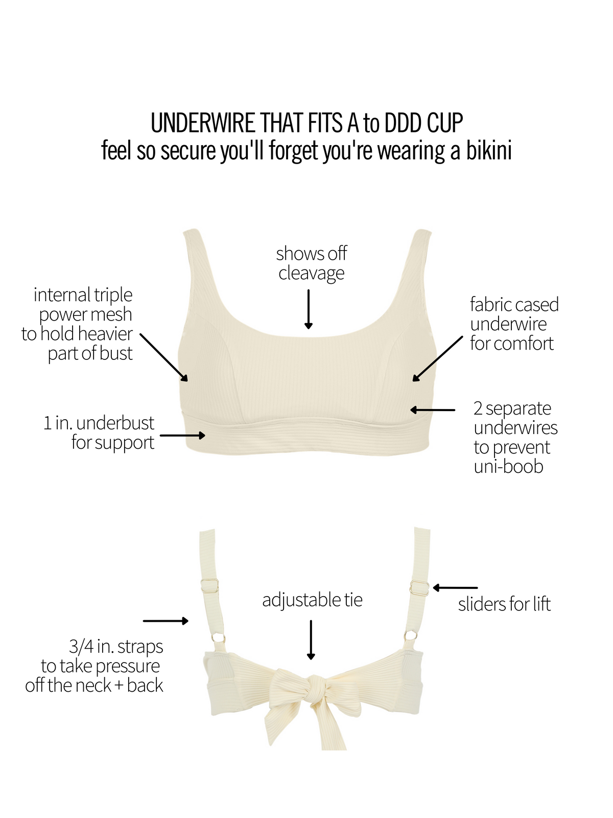 Ruler Bra Sized Underwire Bikini Top