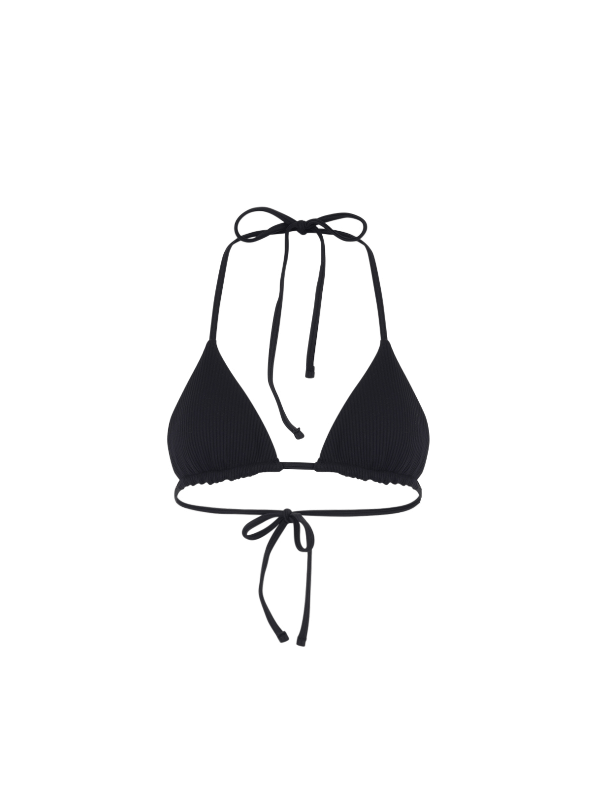 Gabriela Triangle Bikini Top - Midnight Black Ribbed