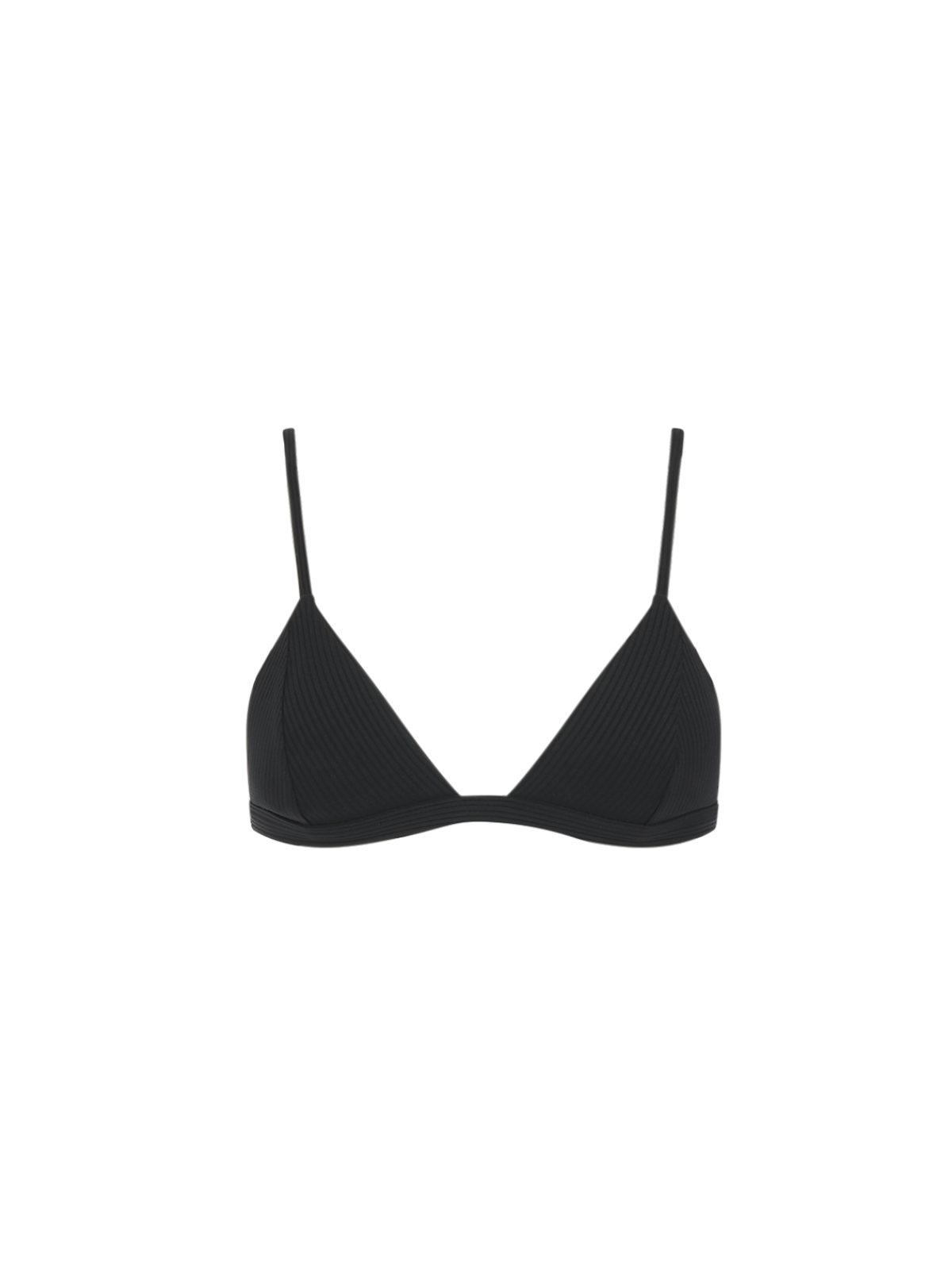 Valentina Triangle Bikini Top - Midnight Black Ribbed